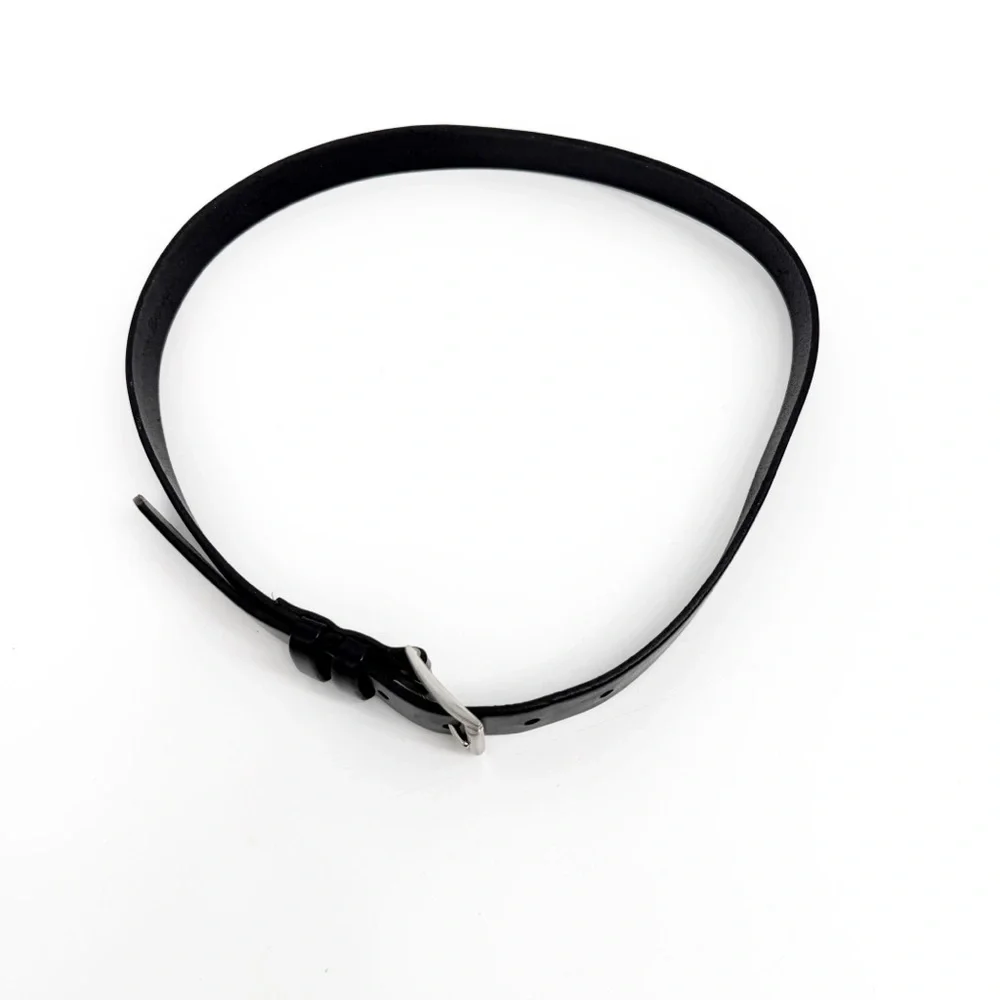 Banana Republic Black Leather Belt with Silver Buckle, Size Medium